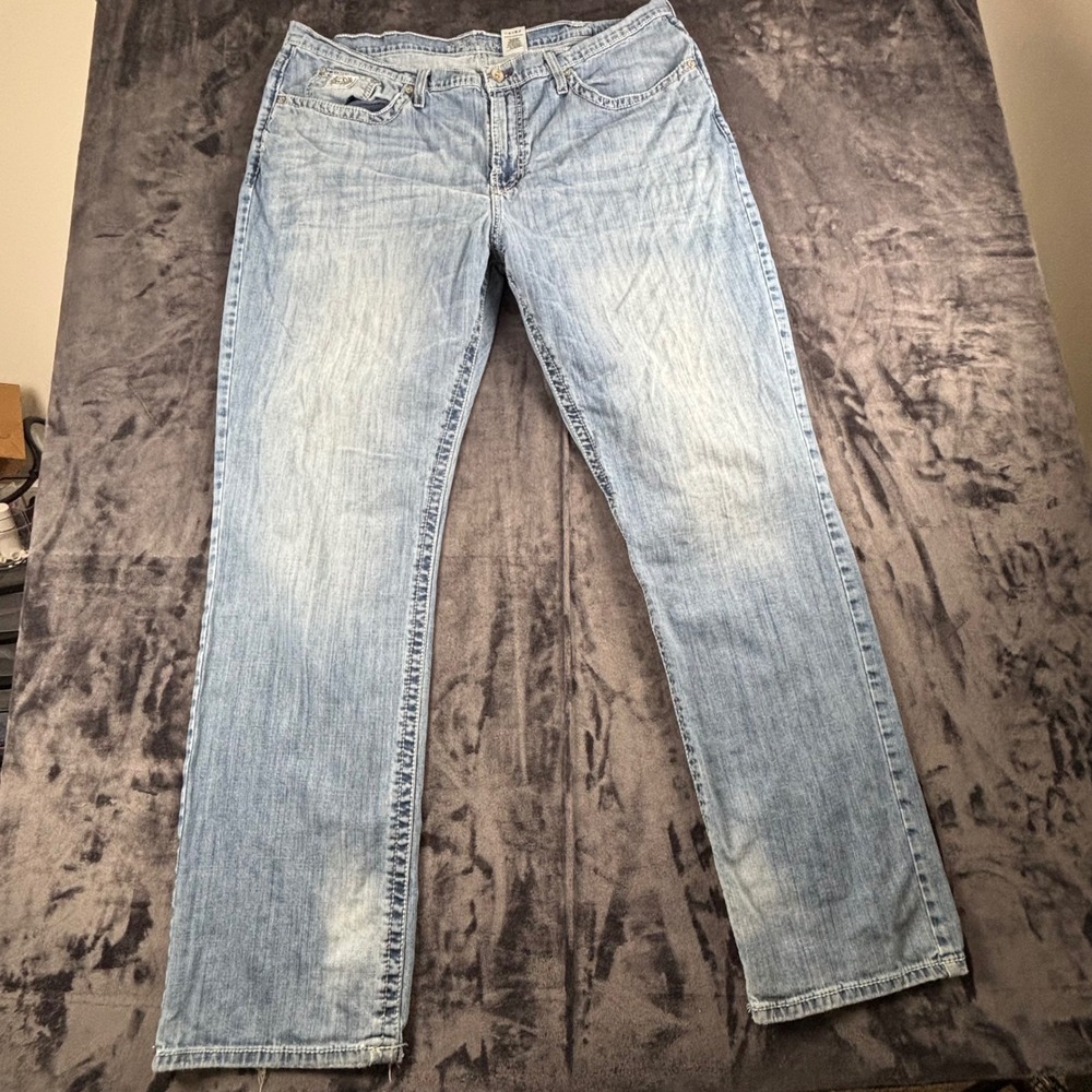 Cinch Jeans Mens 44x36 Blue Light Wash Straight Leg MB92834037 Western Denim